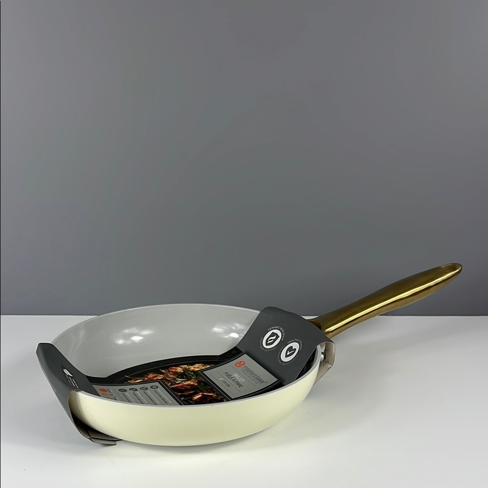 Masterclass Cookware Ceramic Non Stick Frying Pan Skillet Gold Handle 8" NEW